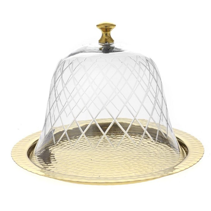 CENTROTAVOLA METALLO E VETRO 30X25CM.